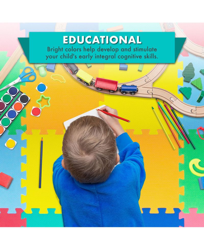 ProSource Kids Floor Play Mat 3/8-in, 36 Sq Ft - 36 Tiles
