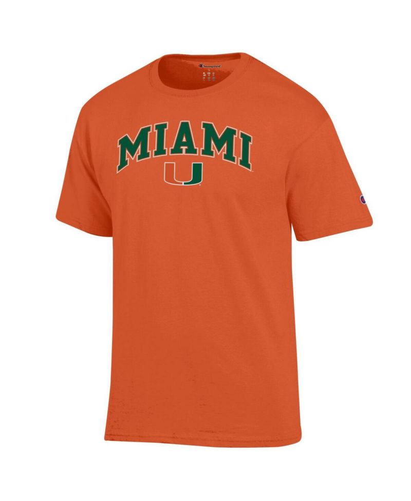Men's Orange Miami Hurricanes Arched Logo T-Shirt