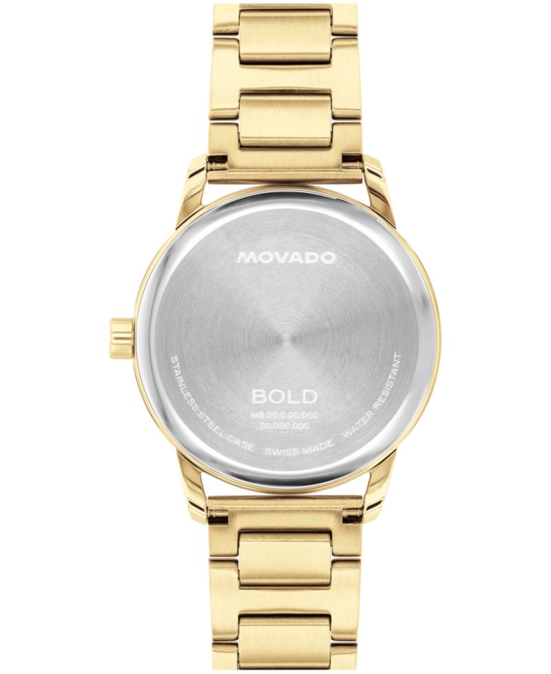 Women's Bold Echo Swiss Quartz Ionic Plated Light Yellow Gold Steel Watch 30mm