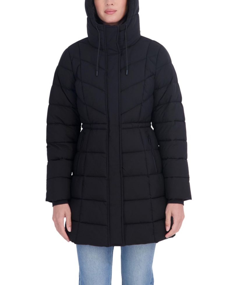 Women's 3/4 Hooded Anorak Puffer Coat