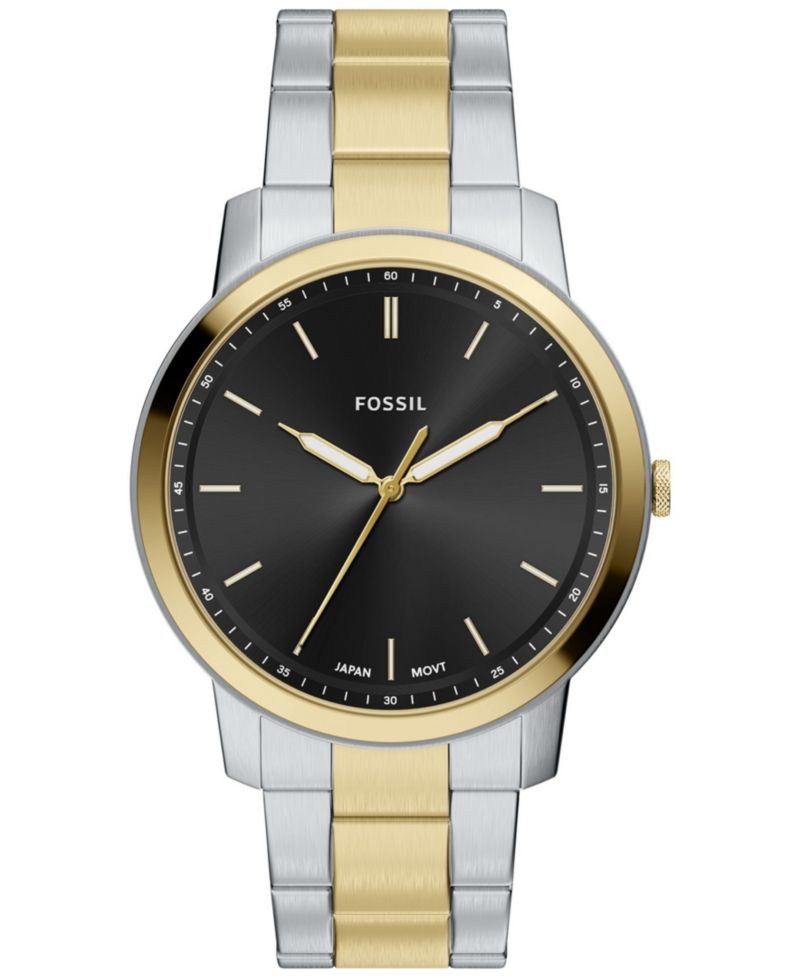 Men's Minimalist Three-Hand Two-Tone Stainless Steel Watch 44mm