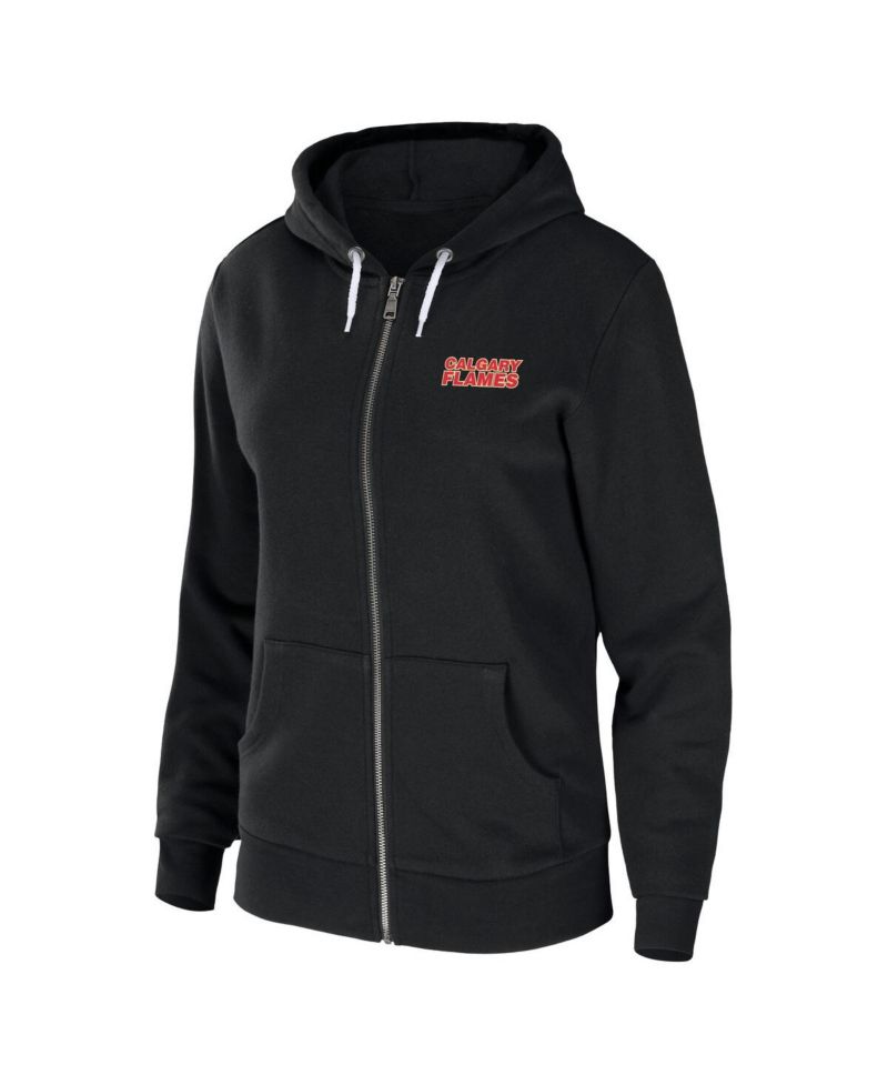 Women's Black Calgary Flames Sponge Fleece Full-Zip Hoodie