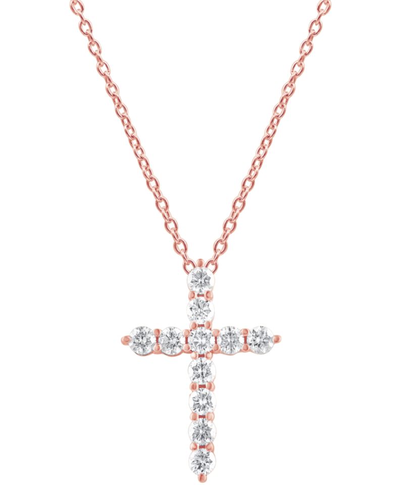 Diamond Cross Pendant Necklace (1 ct. t.w.) in 14k White, Yellow or Rose Gold