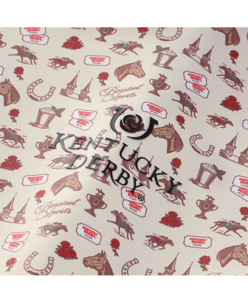 Men's Cream Kentucky Derby Roses Printed Polo Shirt