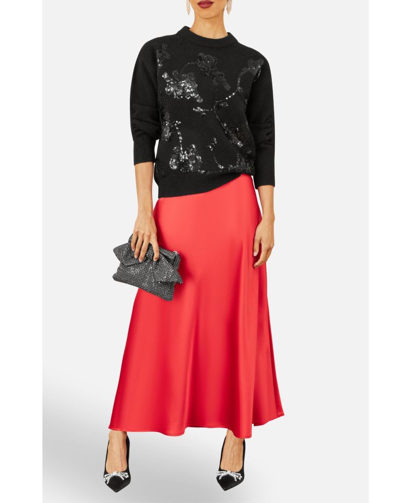 Women's 's Relaxed Fit Floral Sequin Sweater