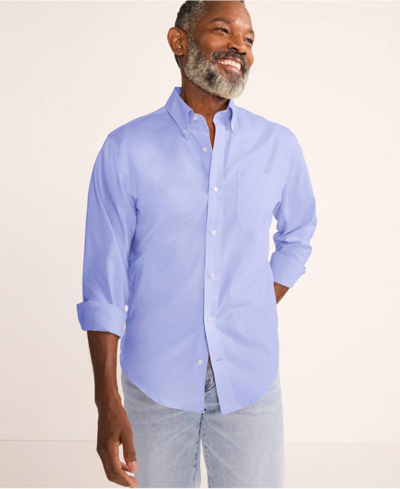 Men's No Iron Supima Cotton Pinpoint Buttondown Collar Dress Shirt
