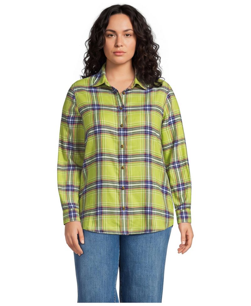 Plus Size Flannel Boyfriend Long Sleeve Shirt