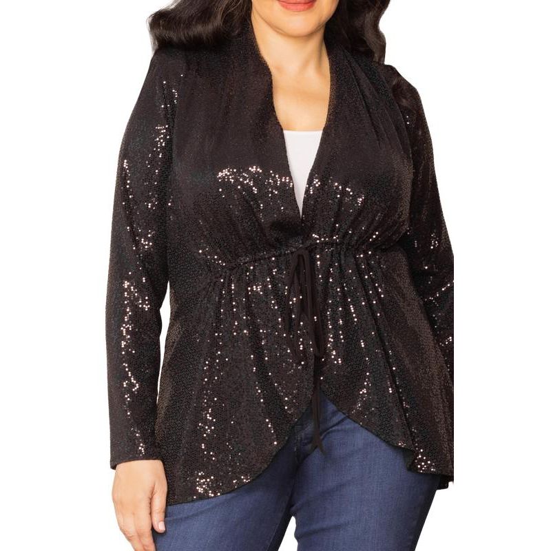 Plus Size Glitz and Glam Sequin Cardigan