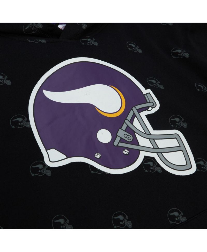 Men's Black Minnesota Vikings Allover Print Fleece Pullover Hoodie
