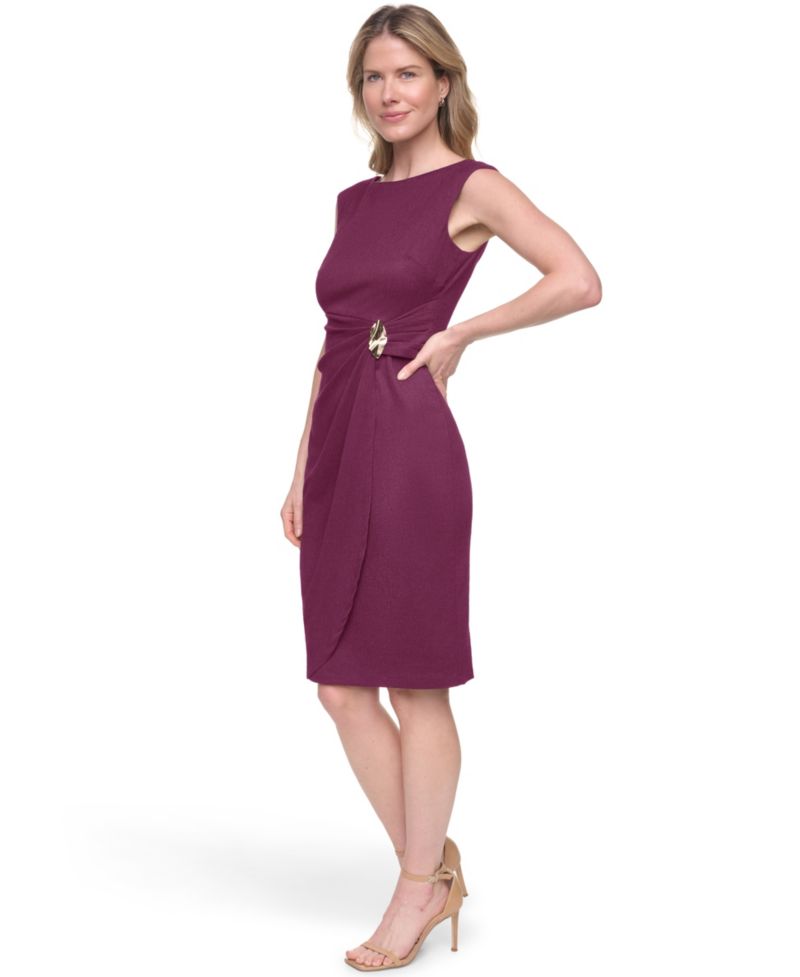 Petite Boat Neck Cap-Sleeve Dress