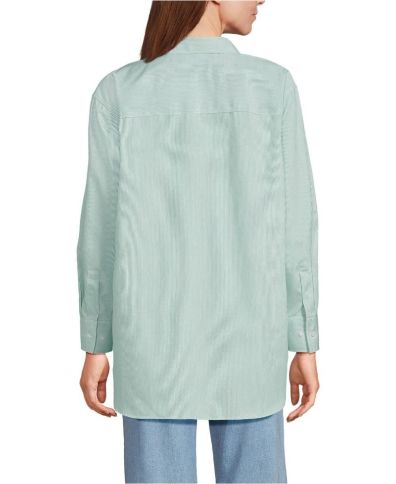 Women's Oversized No Iron Tunic with Statement Collar Shirt