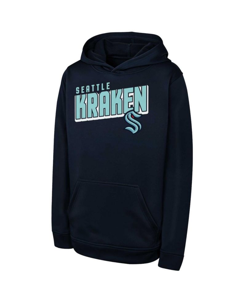 Big Boys and Girls Deep Sea Blue Seattle Kraken Cyber Punk Performance Hoodie
