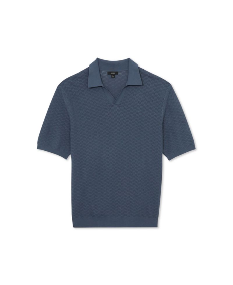 Men's Sol Open Collar Textured Polo Shirt