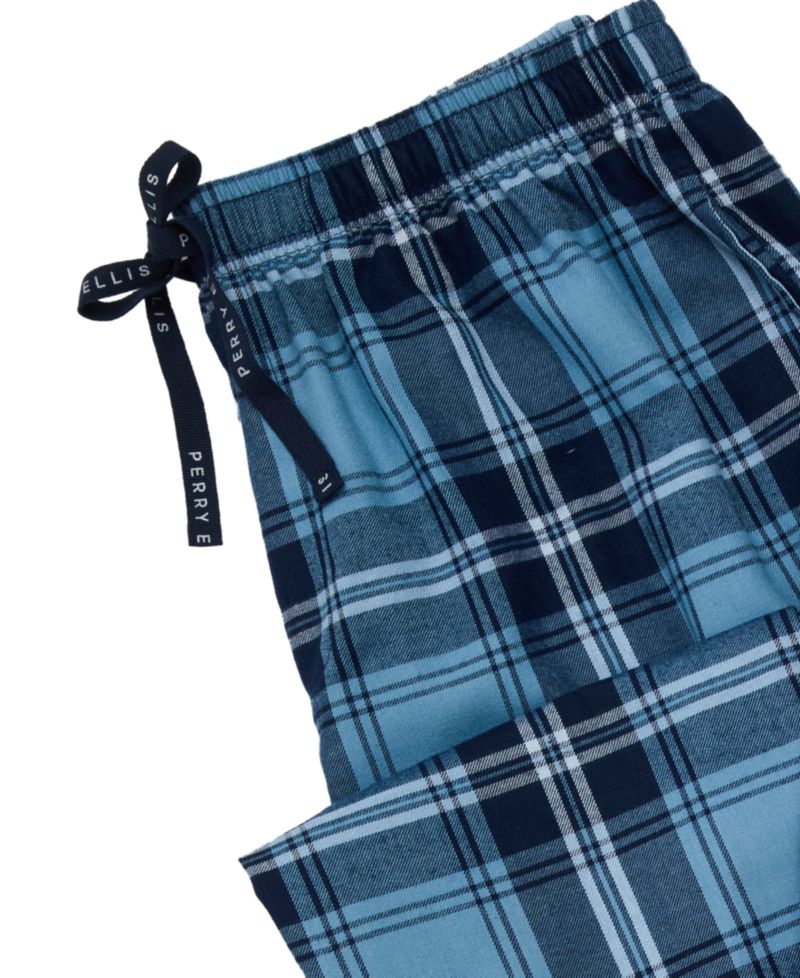 Men's Deluxe Touch T-Shirt and Flannel Plaid Pants, 2-Piece Set