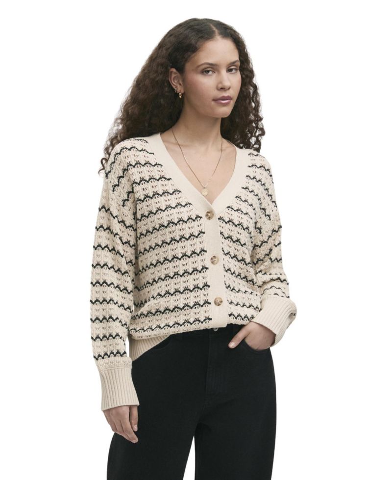 Women's Alena Striped Crochet Cardigan
