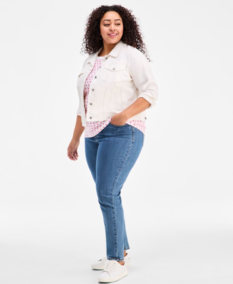 Petite Cotton Button-Shoulder Tee