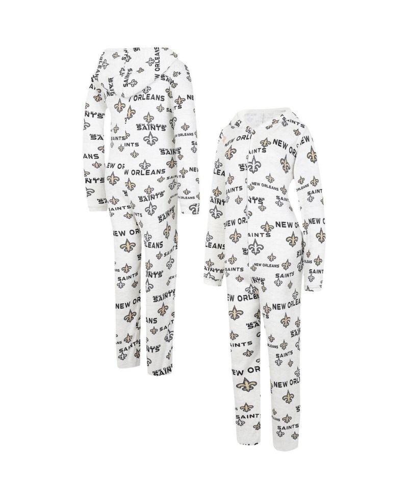 Women's Cream New Orleans Saints Docket Hoodie Full-Zip Union Suit