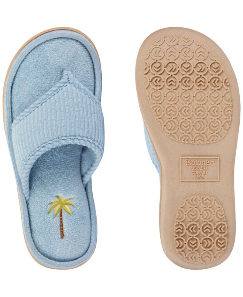Women's Embroidered Seersucker Flip Flop Slippers