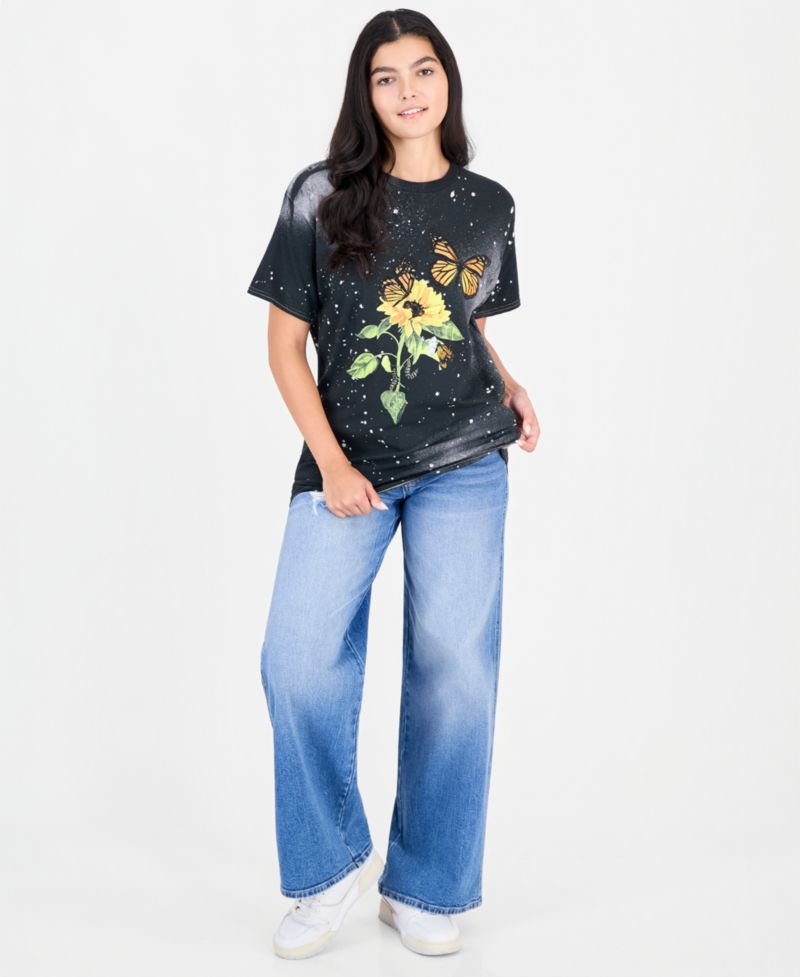 Juniors' Cotton Butterfly-Print T-Shirt