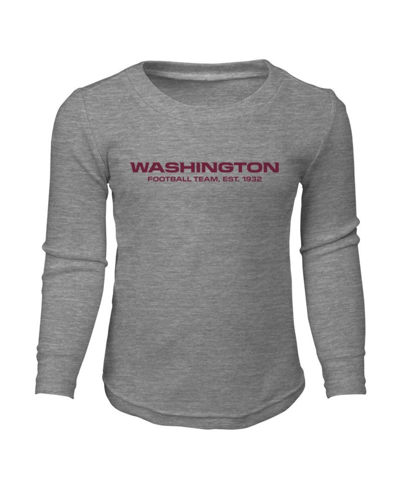 Big Boys Heather Gray Washington Football Team Long Sleeve T-shirt and Pants Sleep Set