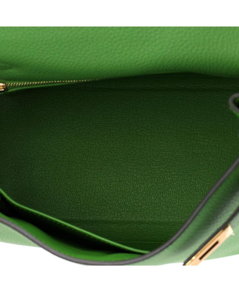 Kelly 25 Handbag Green Togo with Gold Hardware