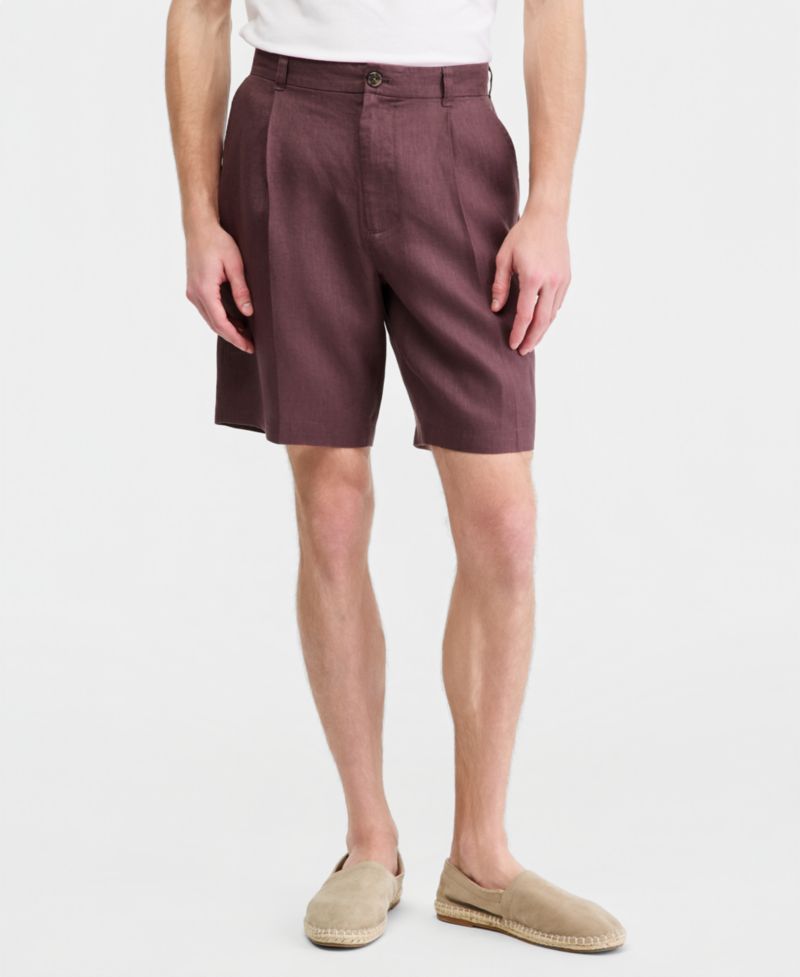 Men's Linen Pleated Shorts