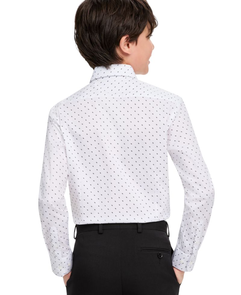 Boys' 4-20 Squares Button-Front Spread-Collar Cotton-Blend Shirt