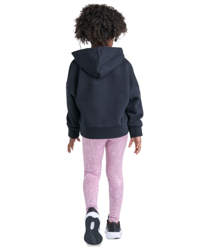 Girls' 2T-6X Hooded Kangaroo-Pocket All-Over-Print Pullover and Leggings, 2-Piece Set