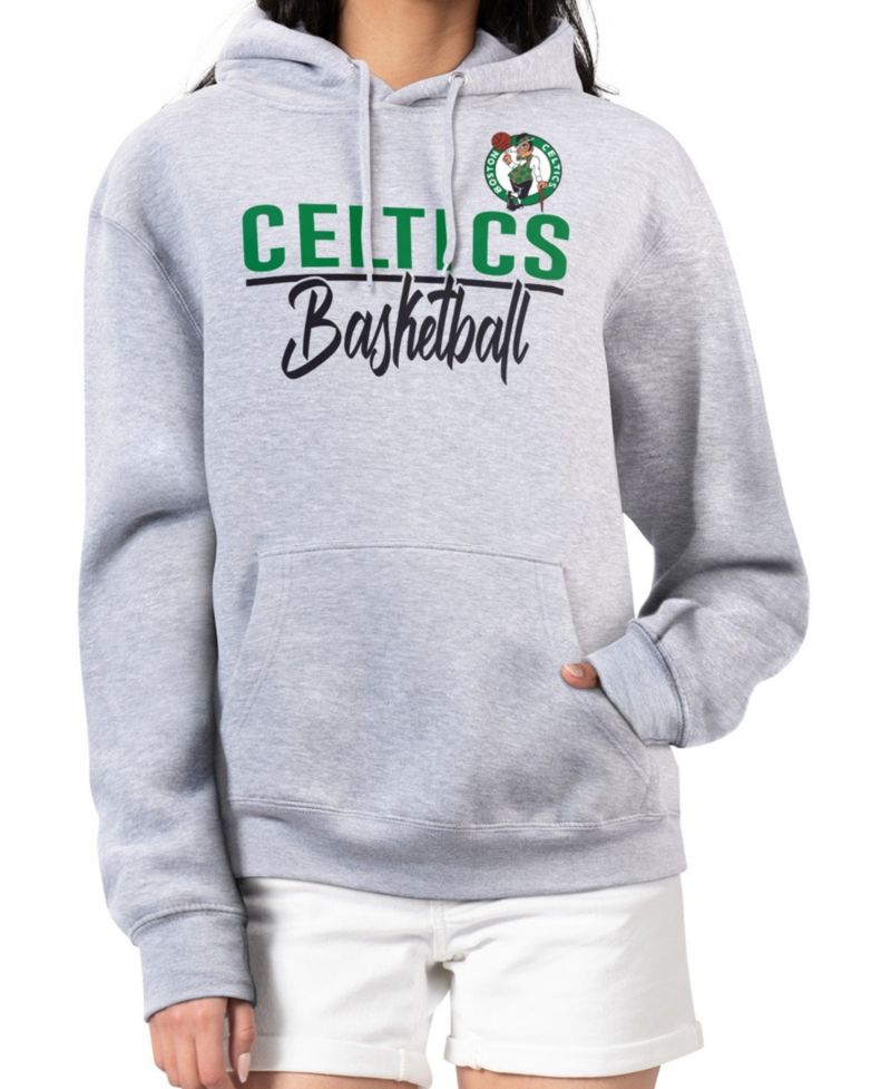 Women's Heather Gray Boston Celtics Graphics Fleece Pullover Hoodie