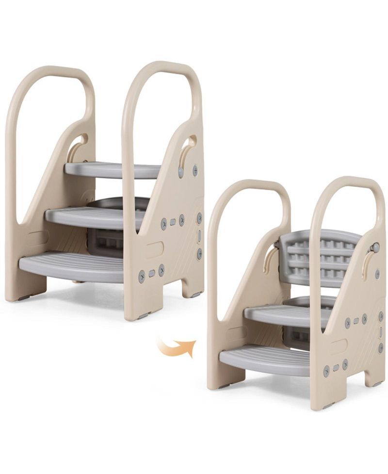 Adjustable 3-Step Kids Helper Stool with Safety Handles