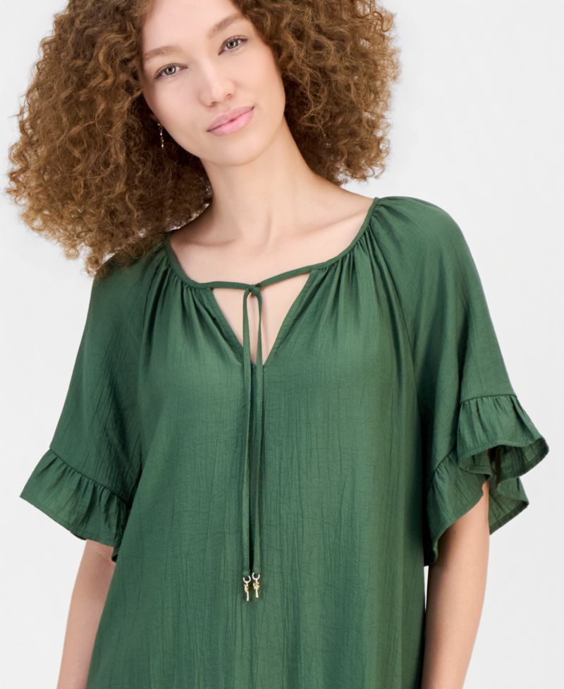 Women's Tie-Neck Ruffled Tiered Dress