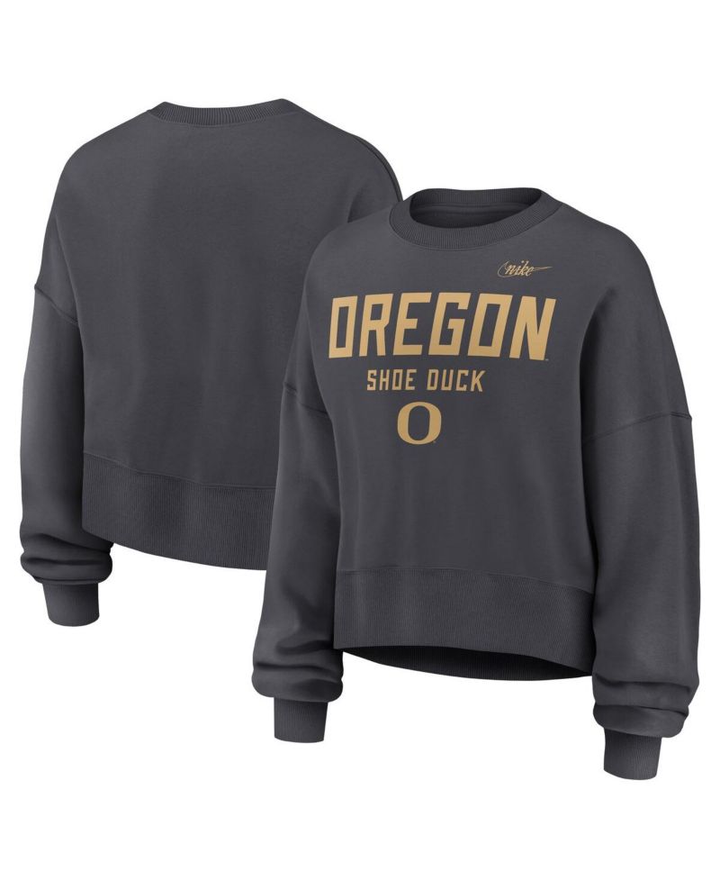 Women's Charcoal Oregon Ducks Shoe Duck Sweatshirt
