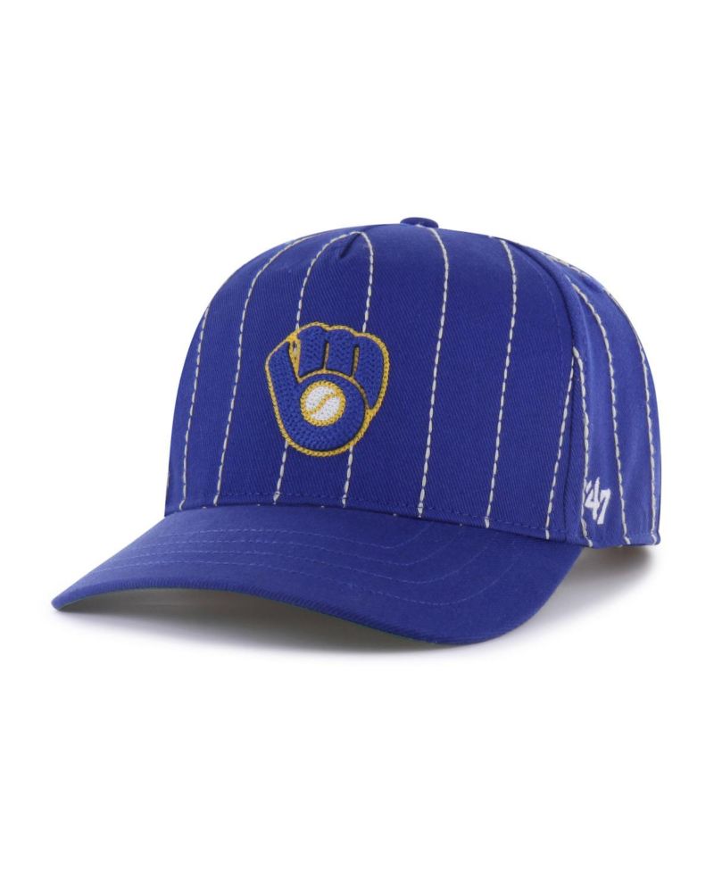 Men's x Rawlings Royal Milwaukee Brewers Pinstripe Hitch Adjustable Hat