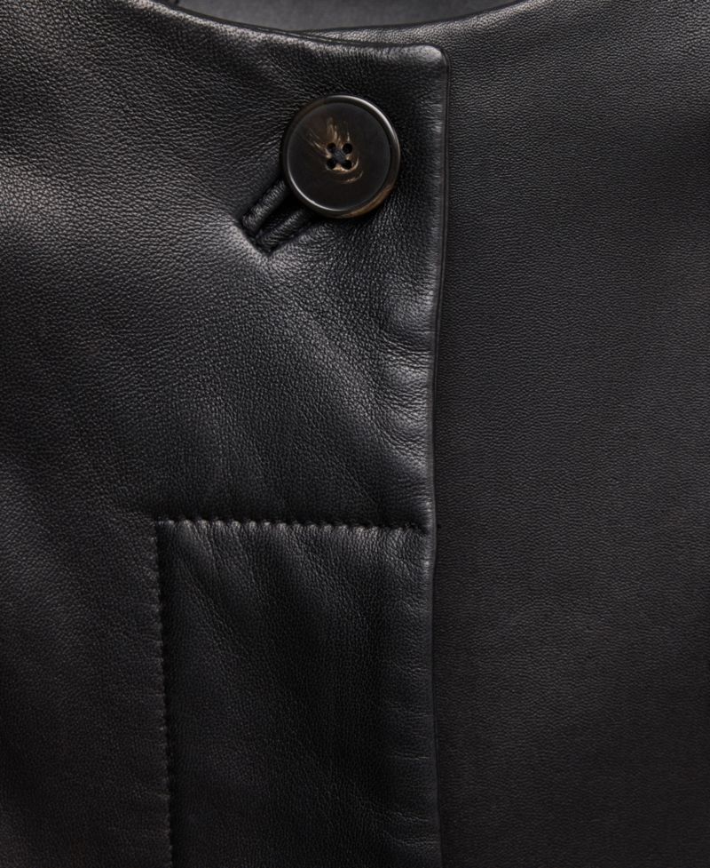 Women's Selection Crew-Neck Leather Blazer