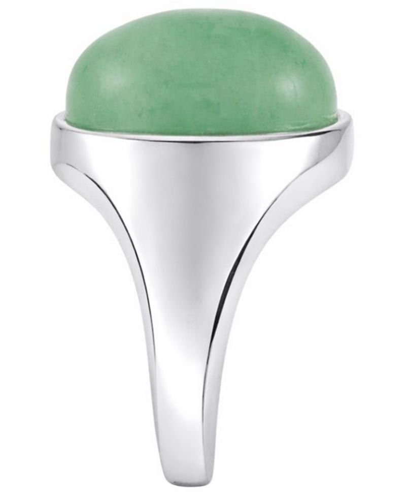 Green Jade (18 x 14mm) Ring in Sterling Silver