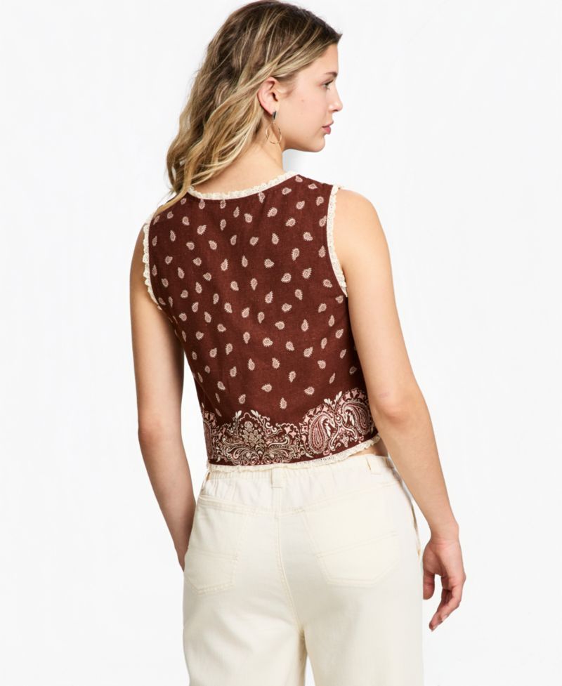 Women's Bandana Tie-Front Vest