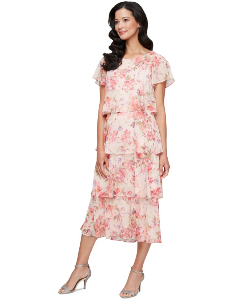 Women's Floral-Print Tiered Dress