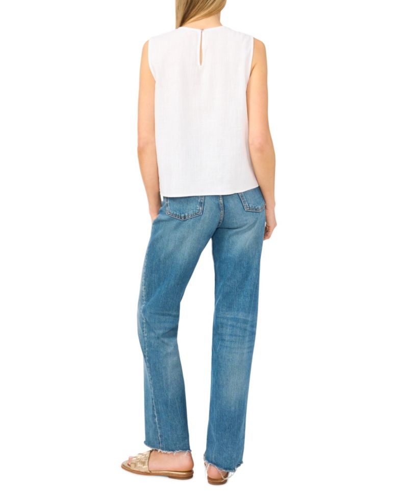 Plus Size Sleeveless Crewneck Blouse