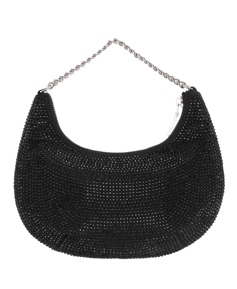 All Over Crystal Crescent Moon Crossbody Bag