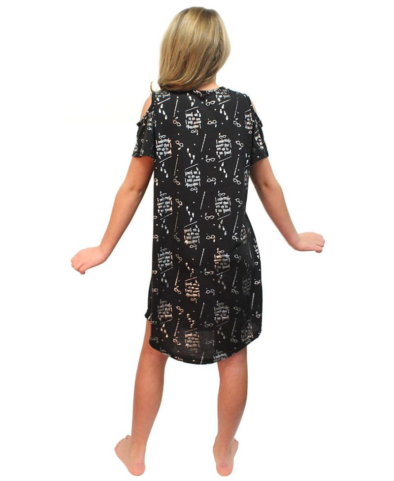 Intimo Girls' "Solemnly Swear" Cold Shoulder Kids Nightgown Pajama