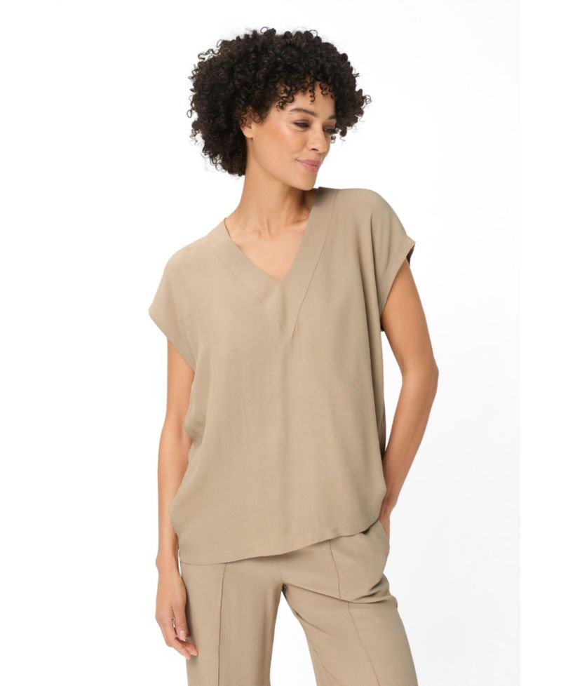 Women's Solid V-Neck Blouse