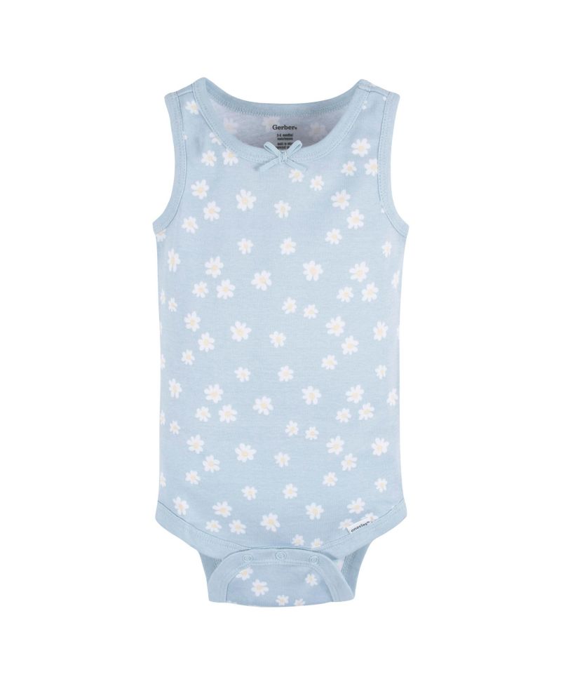 Baby Girls Sleeveless Flowers Onesies, 5-Pack