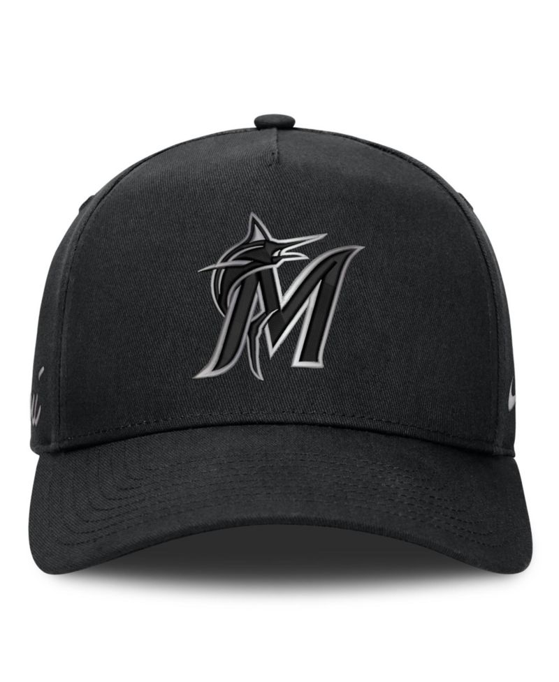 Men's Black Miami Marlins Rise Dri-FIT A-Frame Adjustable Hat