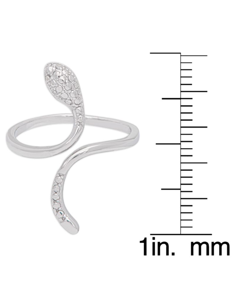 Diamond Accent Snake Ring in Fine Silver Plate
