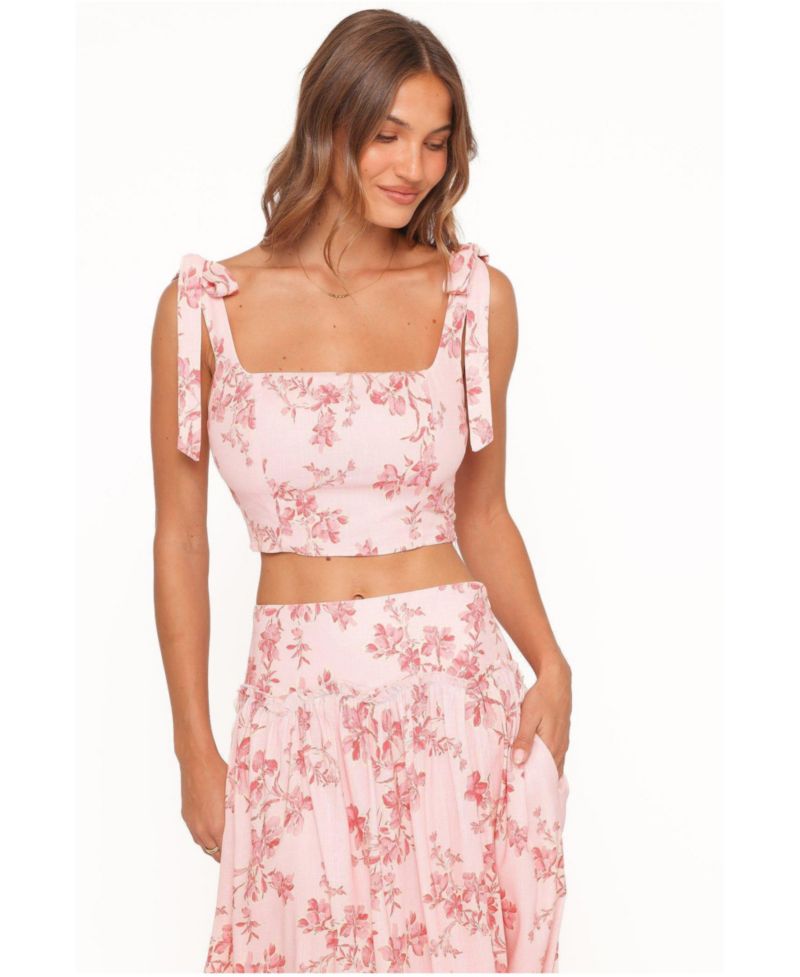 Women's Tyler Tie Shoulder Square Neck Crop Top
