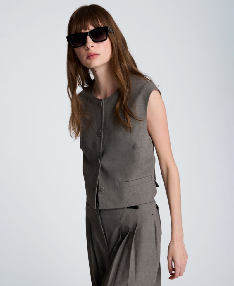 Women's Cropped Four Button Vest
