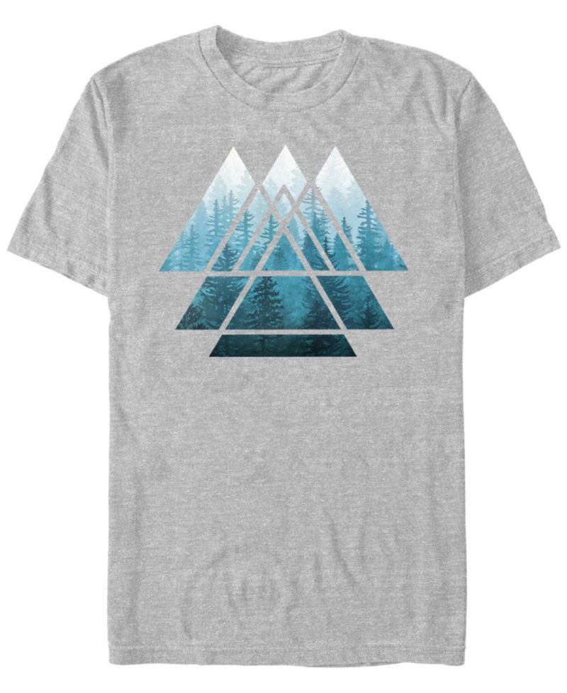 Men's Sacred Geometry Triangles Misty Forest Short Sleeve T-Shirt
