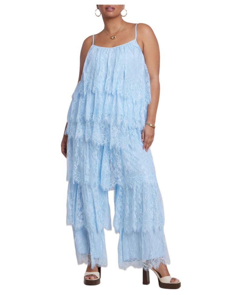 Plus Size Asym Lace Babydoll Women's Top
