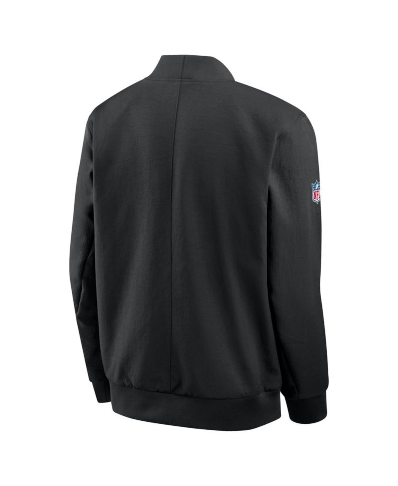 Men's Black Detroit Lions Sideline Powerful Blocking Full-Zip Dri-FIT Bomber Jacket