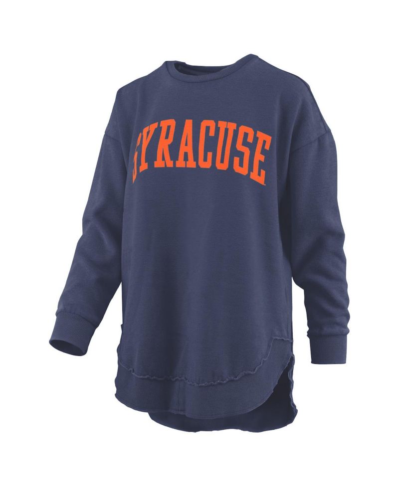 Women's Navy Syracuse Orange Melange Poncho Vintage Fleece Long Sleeve Pullover Sweatshirt